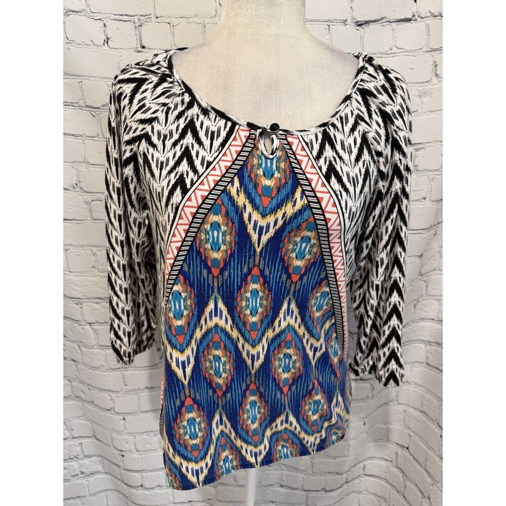 Women's Chico's Multi Colored 3/4 Sleeve Top Size 1  Medium